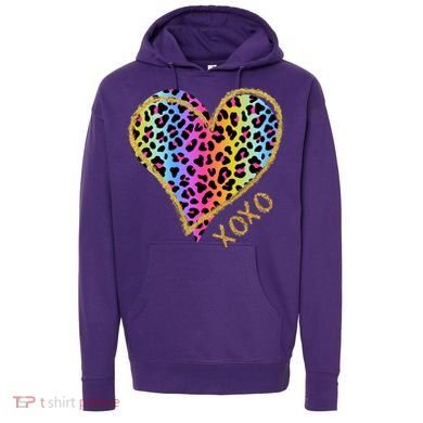 Rainbow Cheetah Heart Xoxo Hoodie