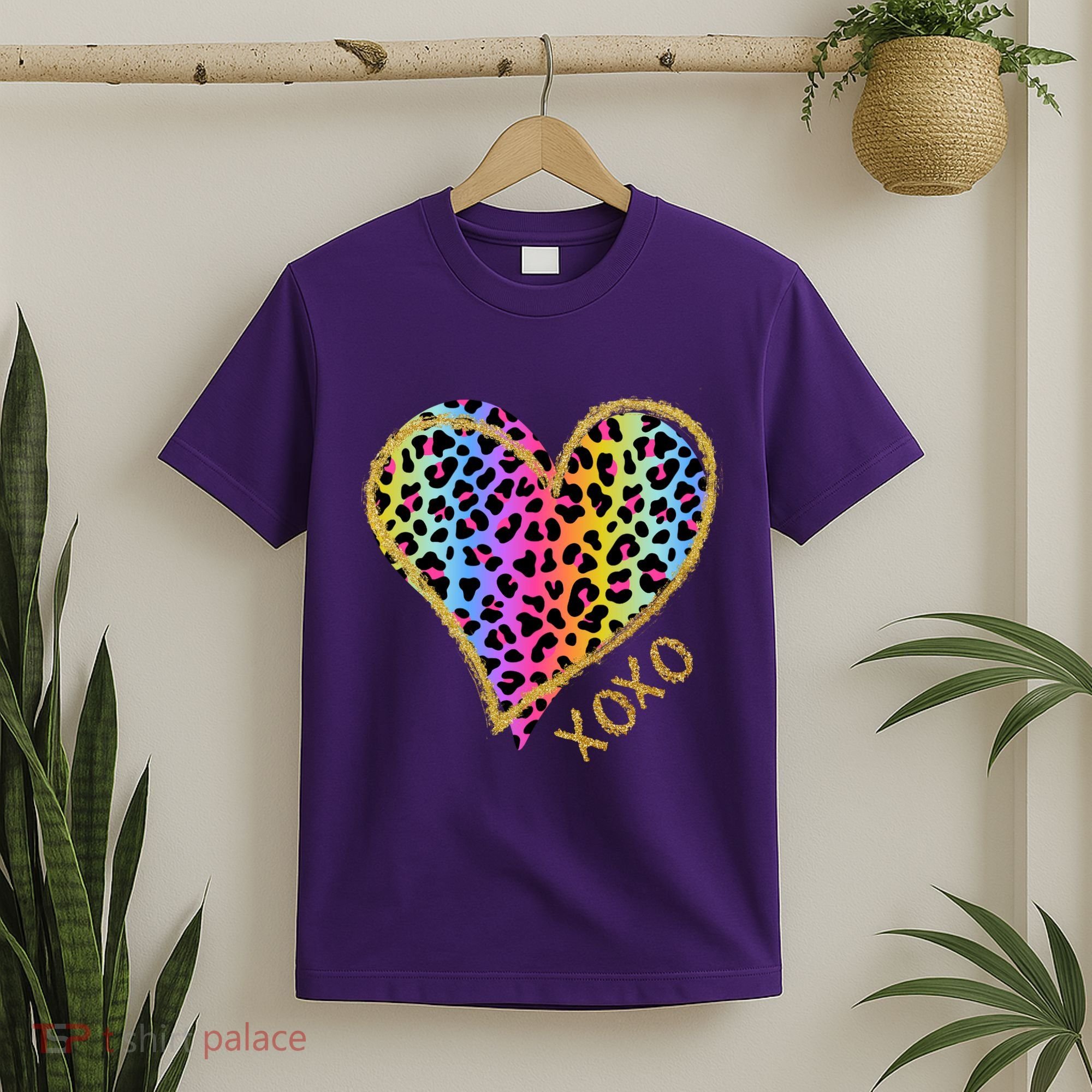 Rainbow Cheetah Heart Xoxo T-Shirt