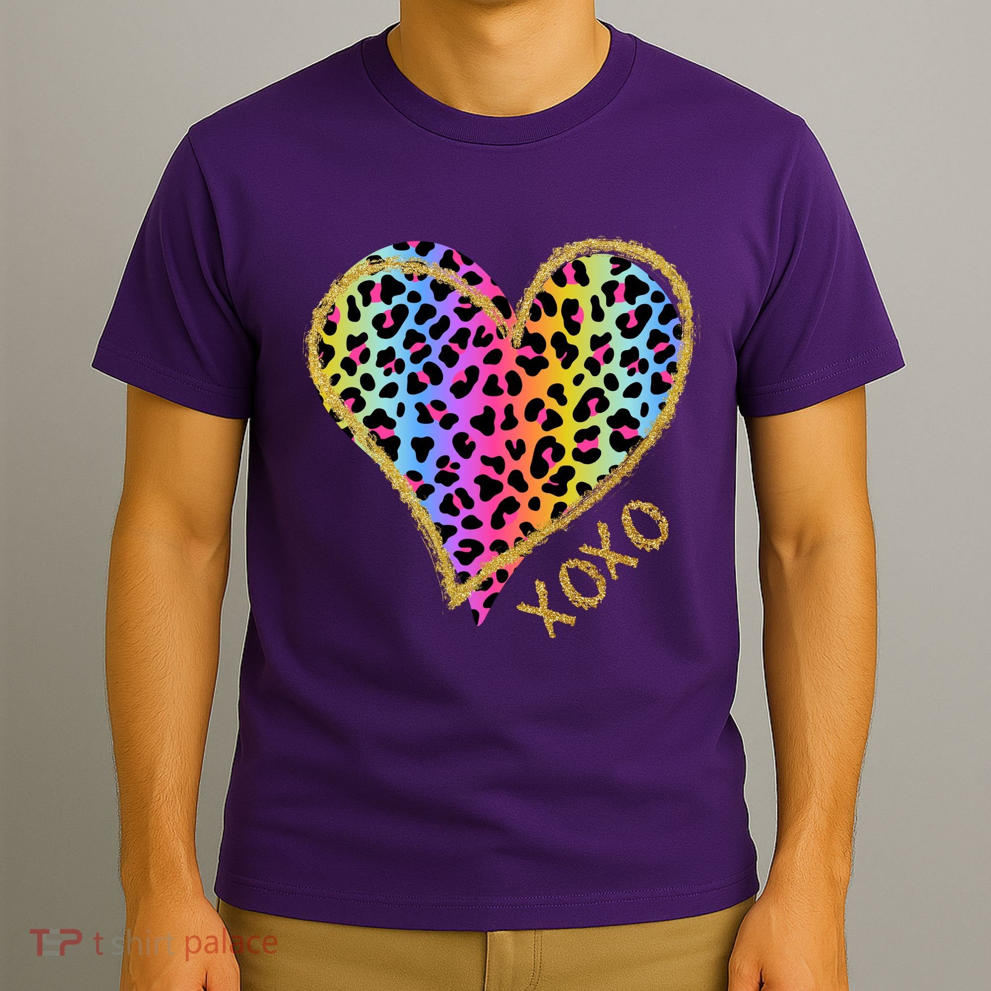 Rainbow Cheetah Heart Xoxo T-Shirt