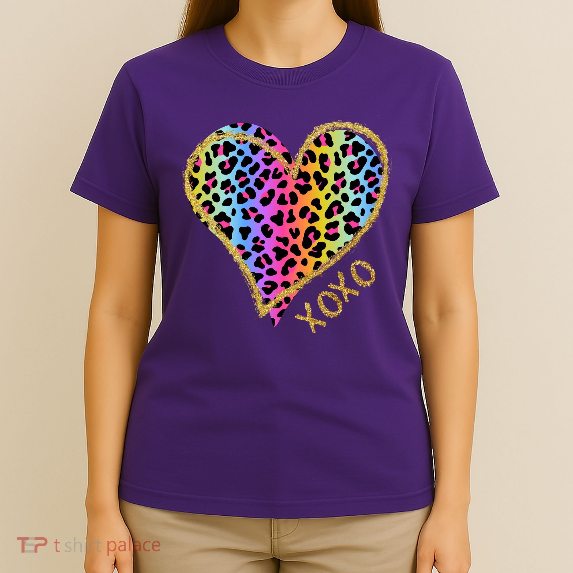 Rainbow Cheetah Heart Xoxo T-Shirt