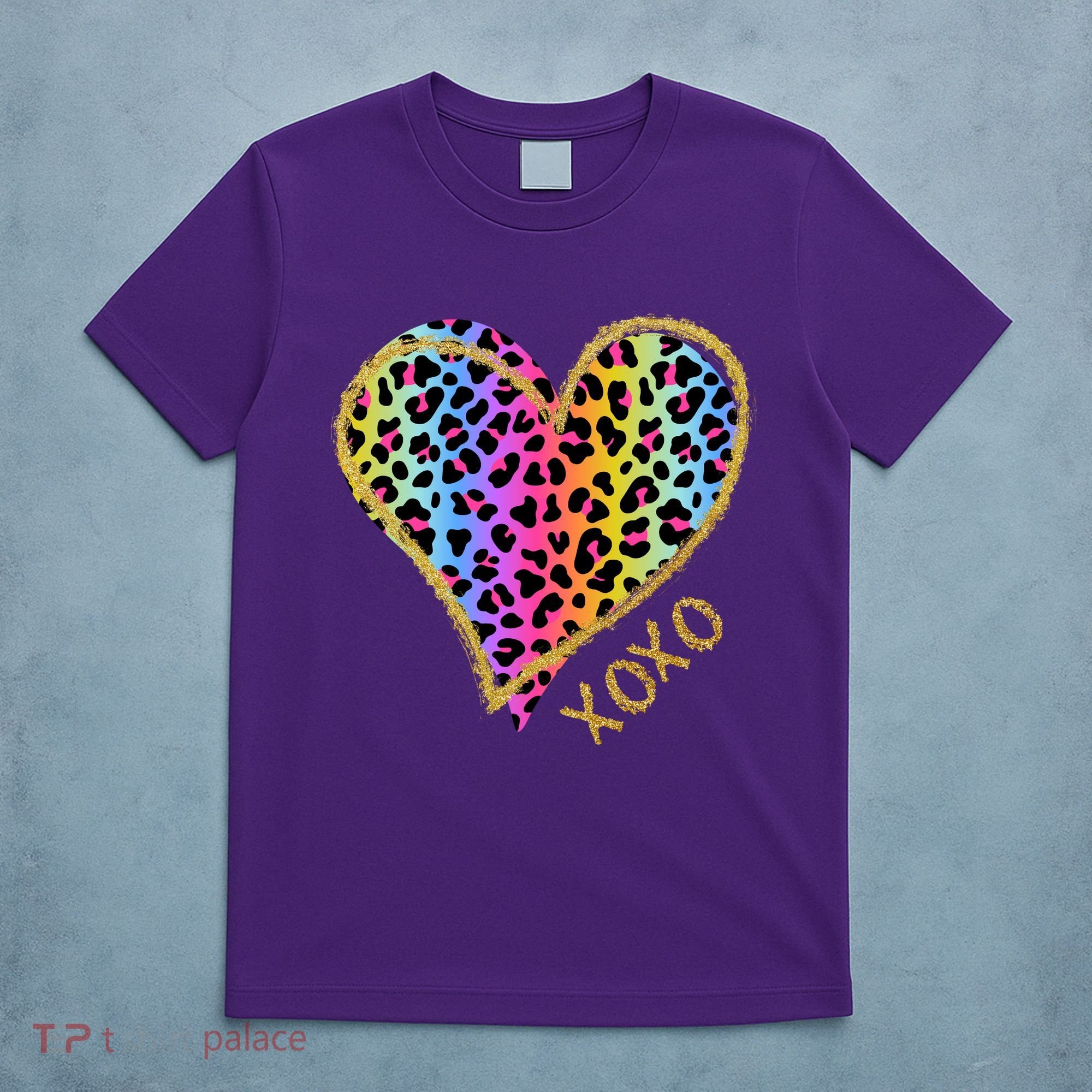 Rainbow Cheetah Heart Xoxo T-Shirt