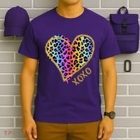 Rainbow Cheetah Heart Xoxo T-Shirt thumb 6