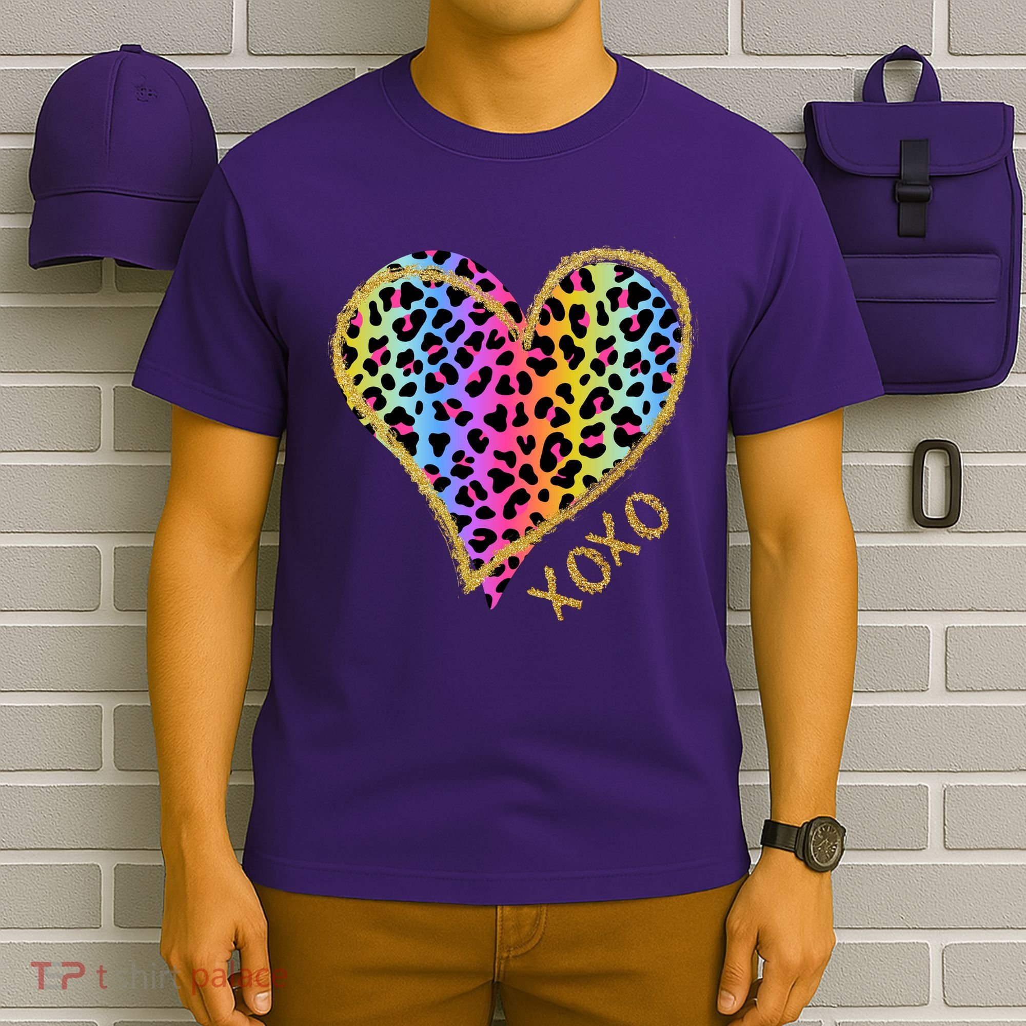 Rainbow Cheetah Heart Xoxo T-Shirt
