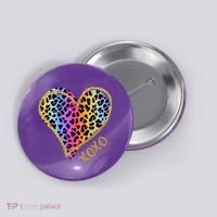 Rainbow Cheetah Heart Xoxo Button thumb 0