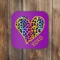 Rainbow Cheetah Heart Xoxo Coaster thumb 0