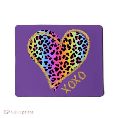 Rainbow Cheetah Heart Xoxo Mousepad