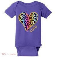 Rainbow Cheetah Heart Xoxo Baby Bodysuit thumb 0