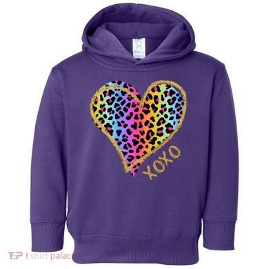 Rainbow Cheetah Heart Xoxo Toddler Hoodie