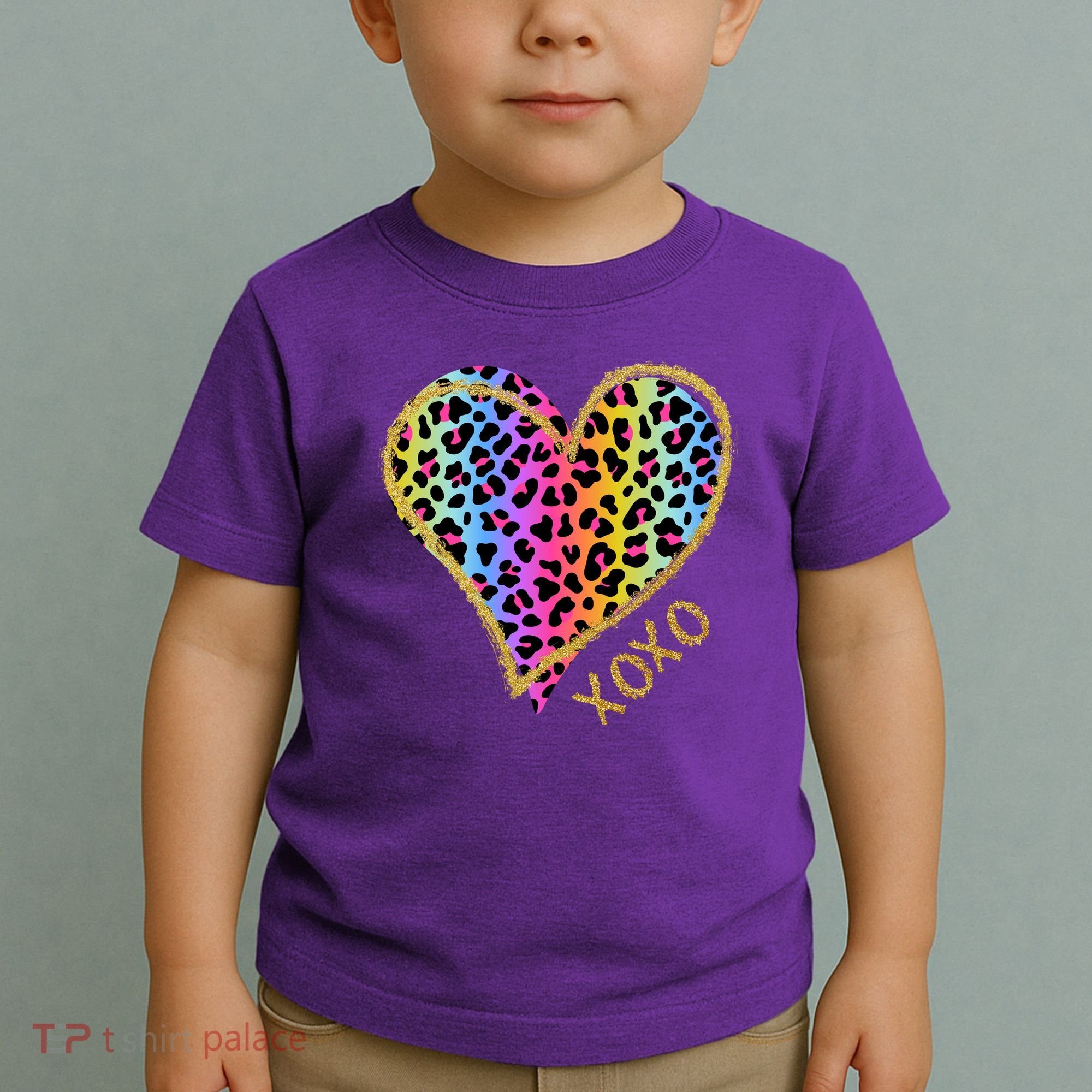 Rainbow Cheetah Heart Xoxo Toddler T-Shirt