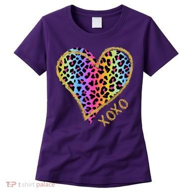 Rainbow Cheetah Heart Xoxo Women's T-Shirt