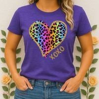 Rainbow Cheetah Heart Xoxo Women's T-Shirt thumb 2