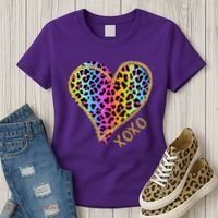 Rainbow Cheetah Heart Xoxo Women's T-Shirt thumb 3