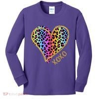 Rainbow Cheetah Heart Xoxo Kids Long Sleeve Shirt thumb 0