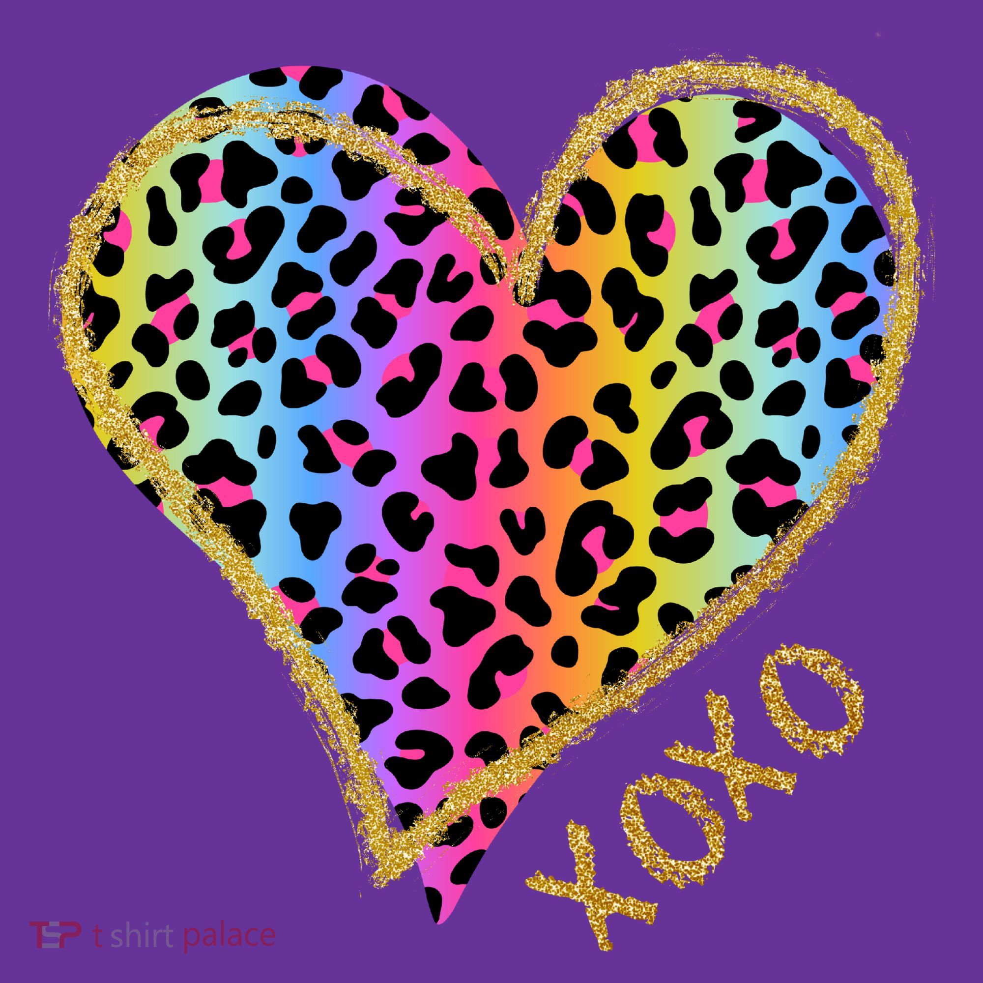 Rainbow Cheetah Heart Xoxo Kids Long Sleeve Shirt