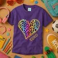 Rainbow Cheetah Heart Xoxo Kids T-Shirt thumb 3
