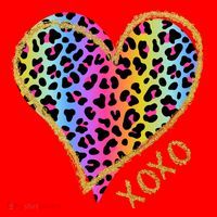 Rainbow Cheetah Heart Xoxo Santa Hat thumb 1
