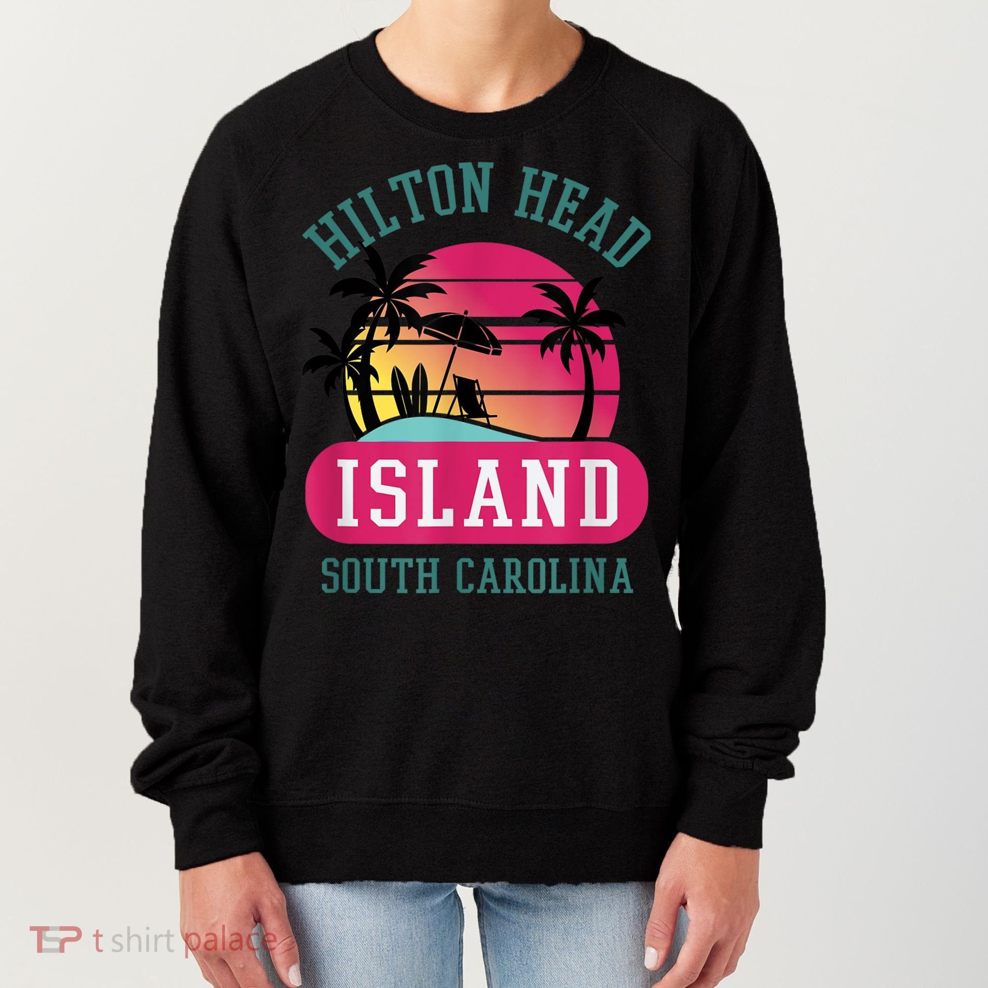 Retro Cool Hilton Head Island SC Beach Souvenir Novelty Art Women's Sweatshirt