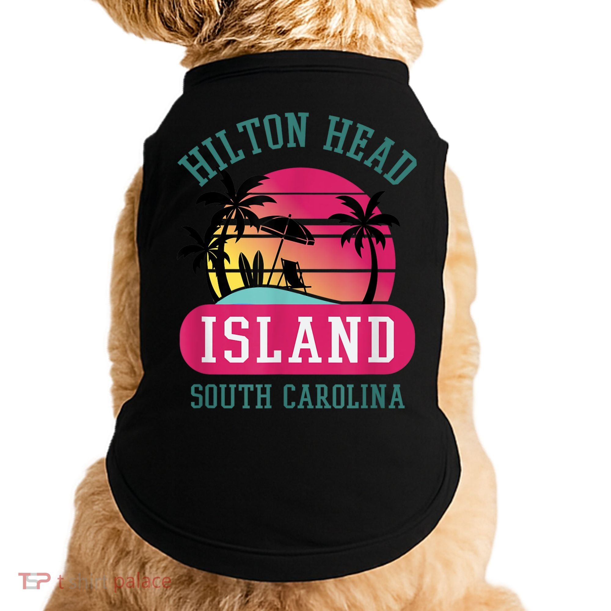 Retro Cool Hilton Head Island SC Beach Souvenir Novelty Art Doggie Tank