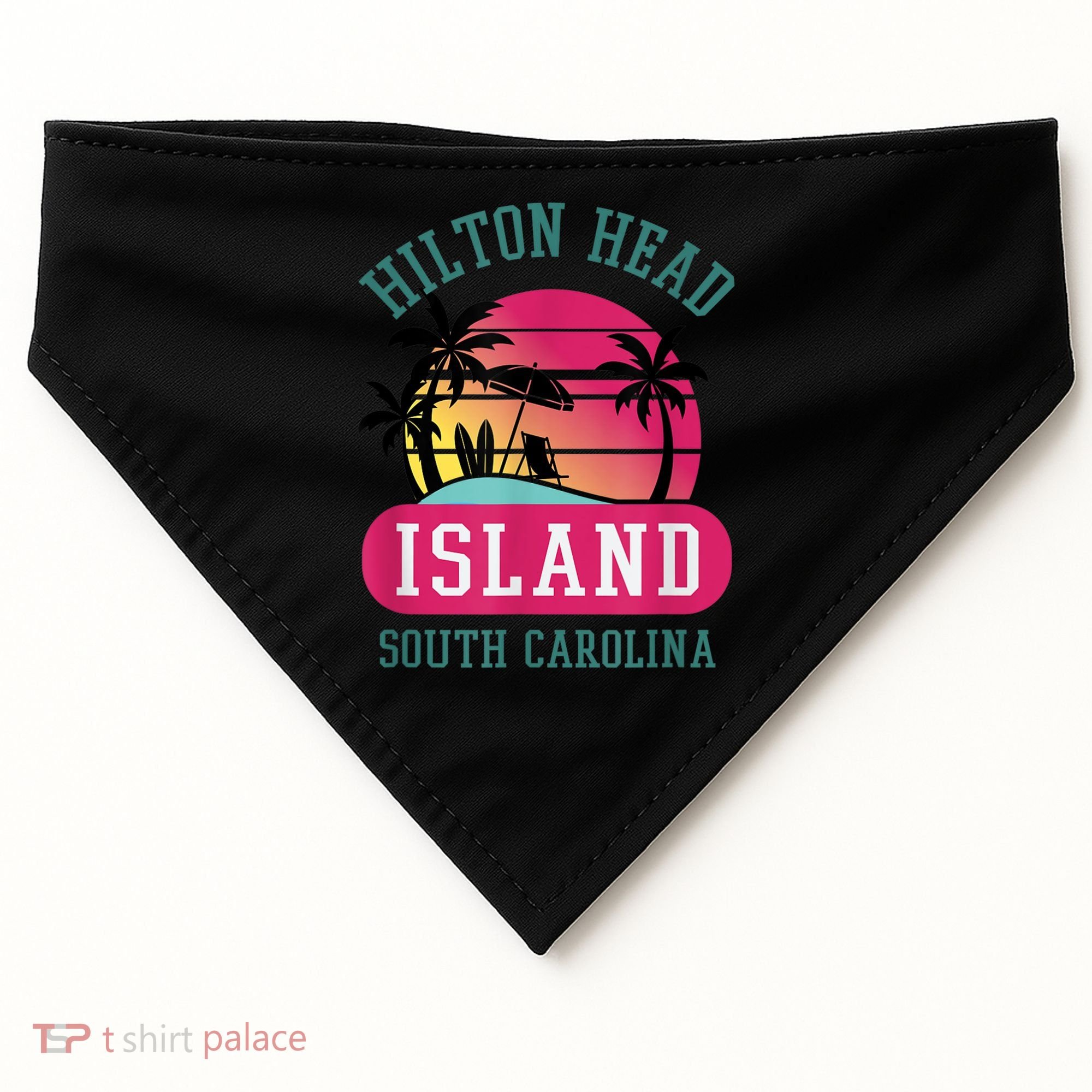 Retro Cool Hilton Head Island SC Beach Souvenir Novelty Art USA-Made Doggie Bandana