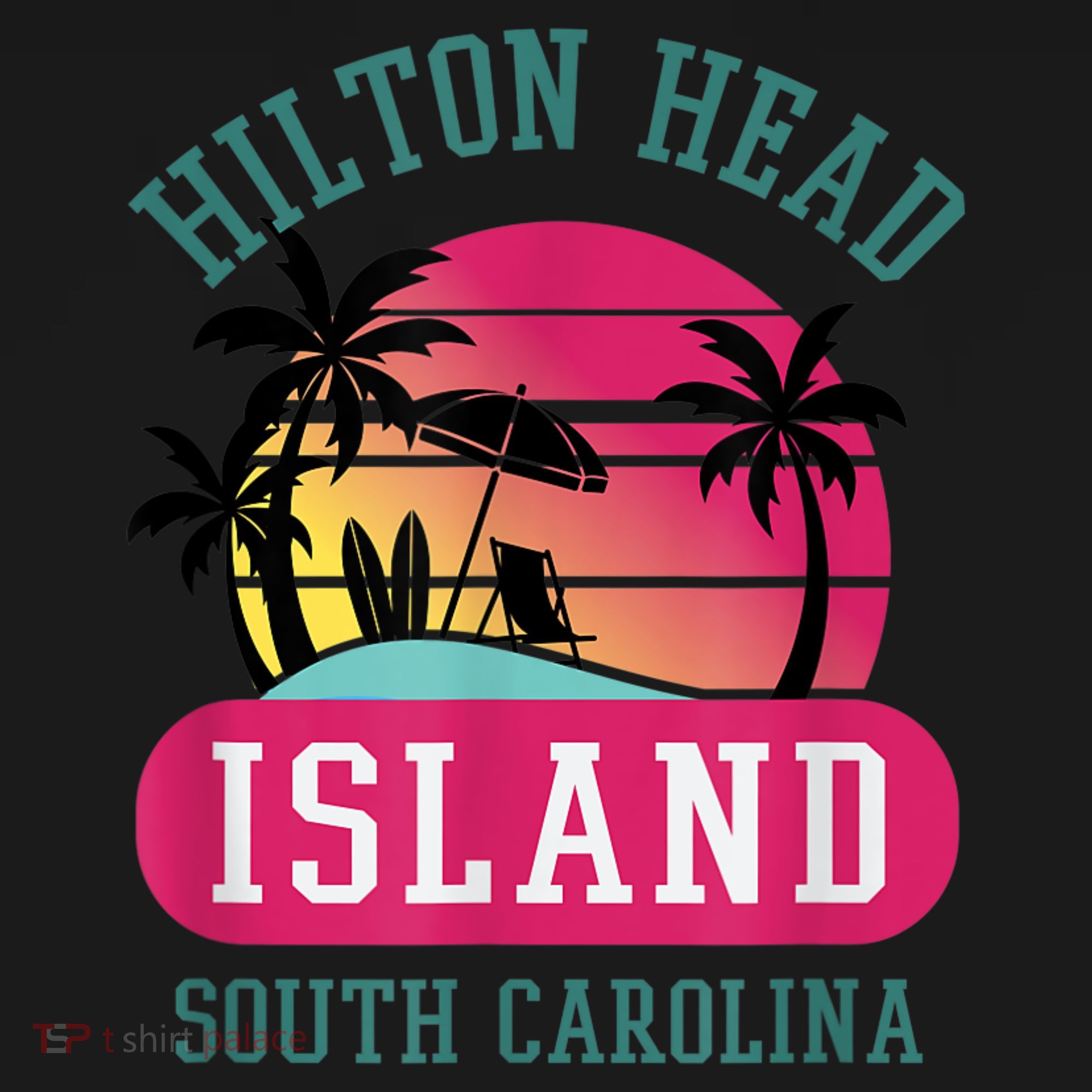 Retro Cool Hilton Head Island SC Beach Souvenir Novelty Art Long Sleeve Shirt