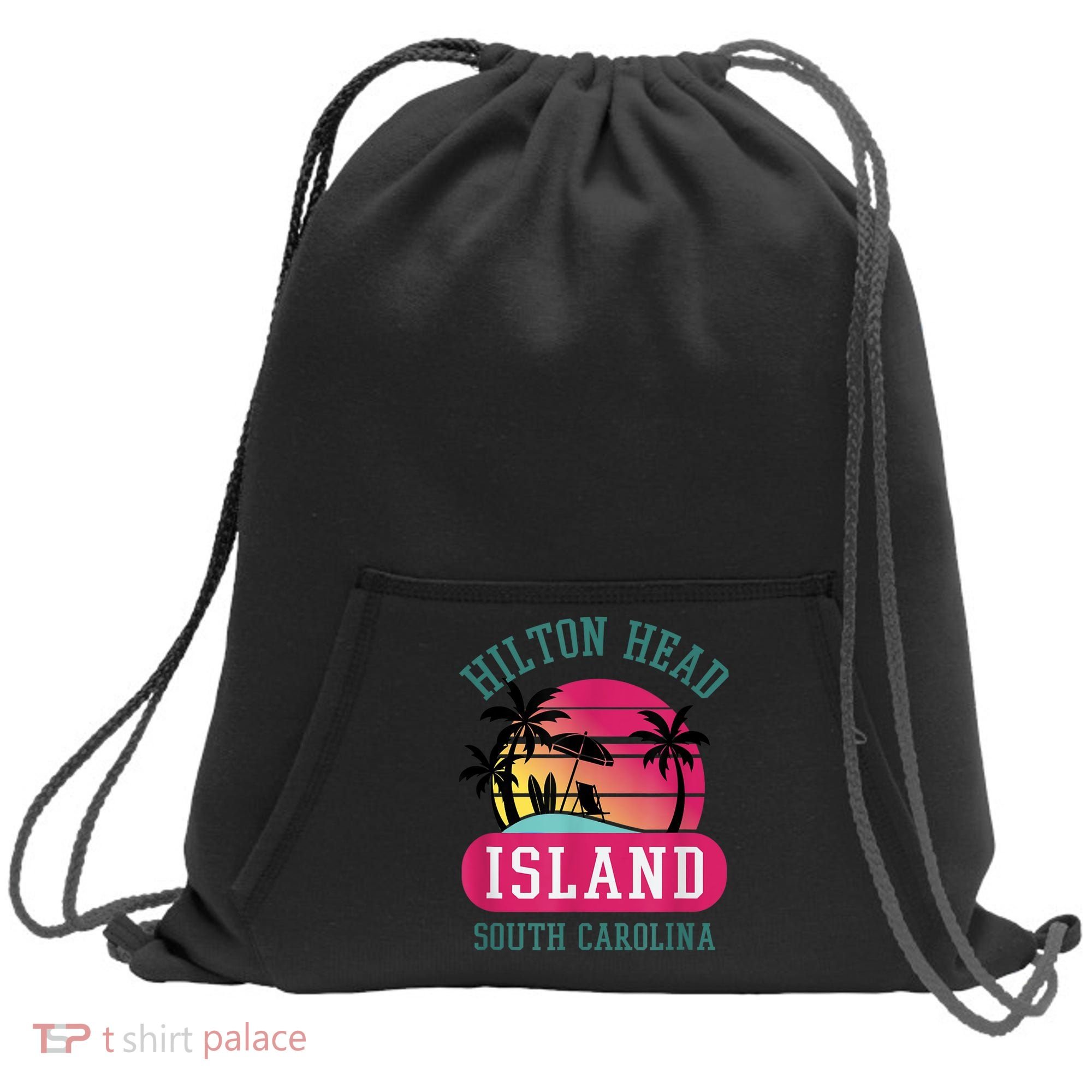 Retro Cool Hilton Head Island SC Beach Souvenir Novelty Art Sweatshirt Cinch Pack Bag