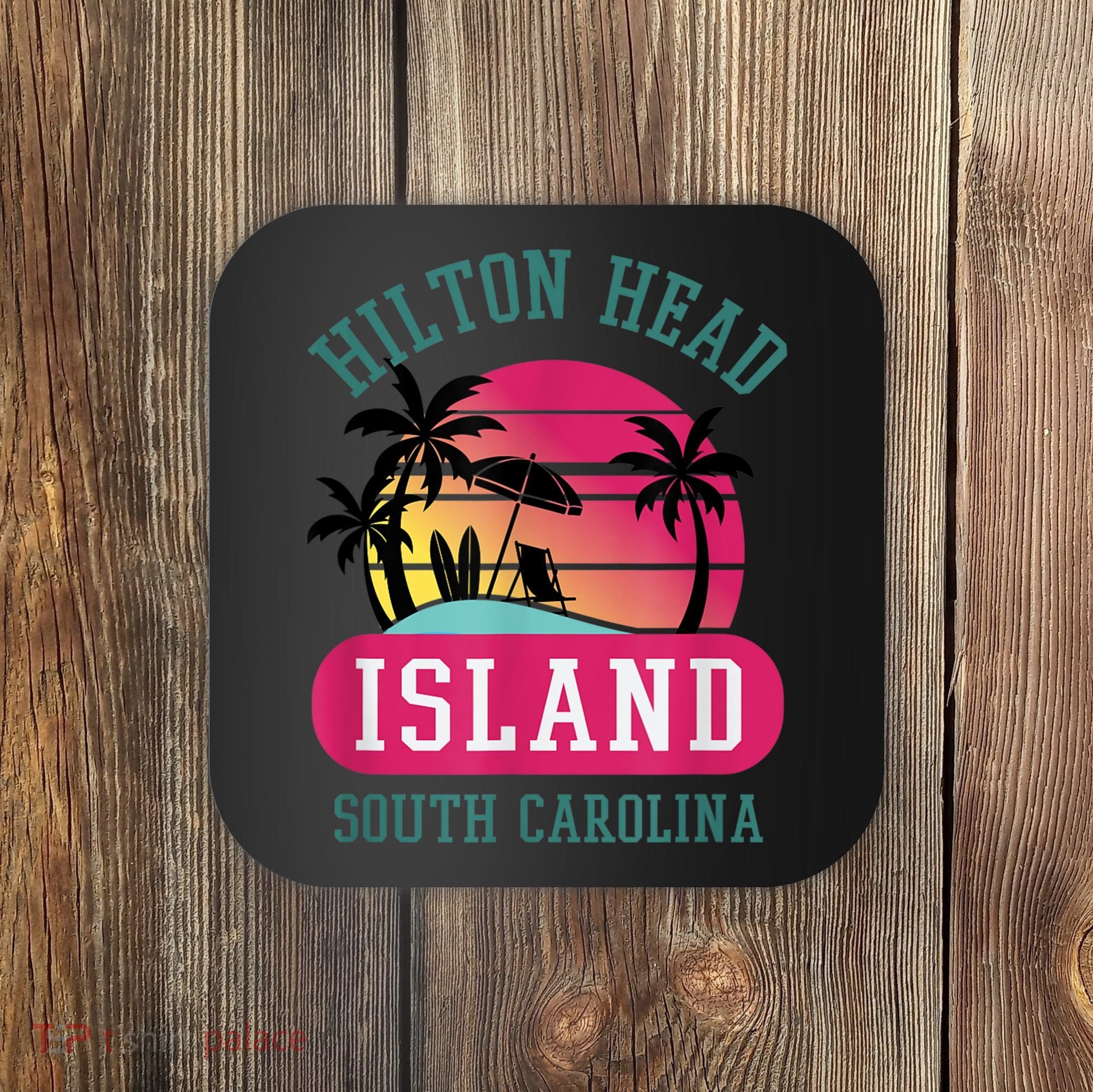 Retro Cool Hilton Head Island SC Beach Souvenir Novelty Art Coaster
