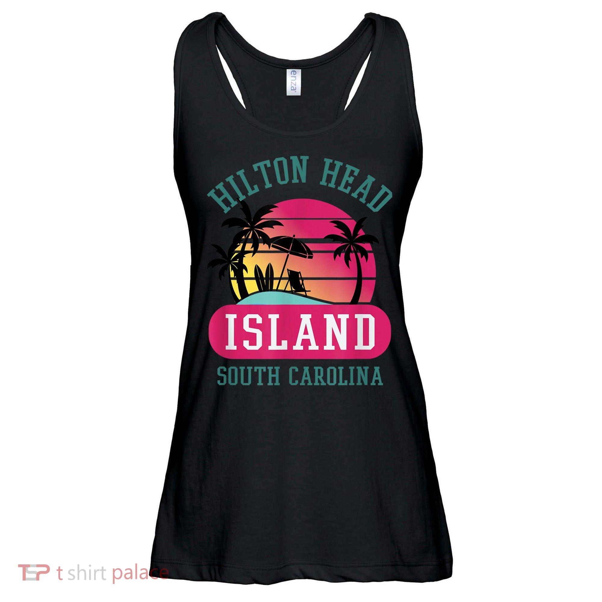 Retro Cool Hilton Head Island SC Beach Souvenir Novelty Art Ladies Essential Flowy Tank