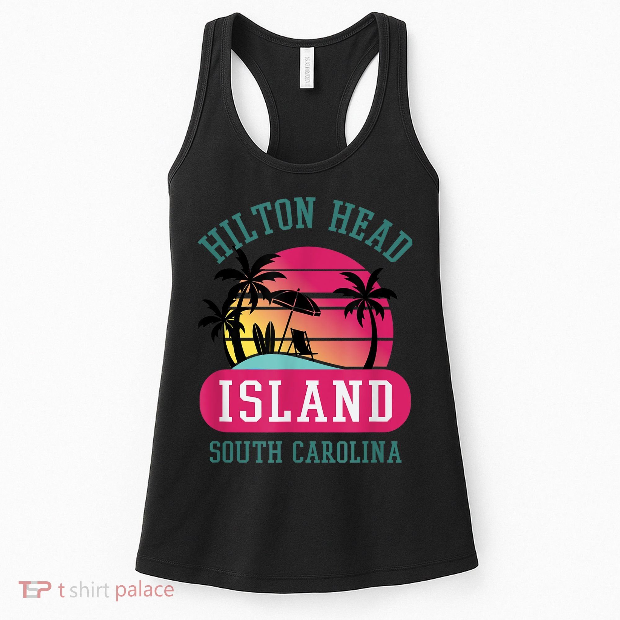 Retro Cool Hilton Head Island SC Beach Souvenir Novelty Art Women's Tank Top