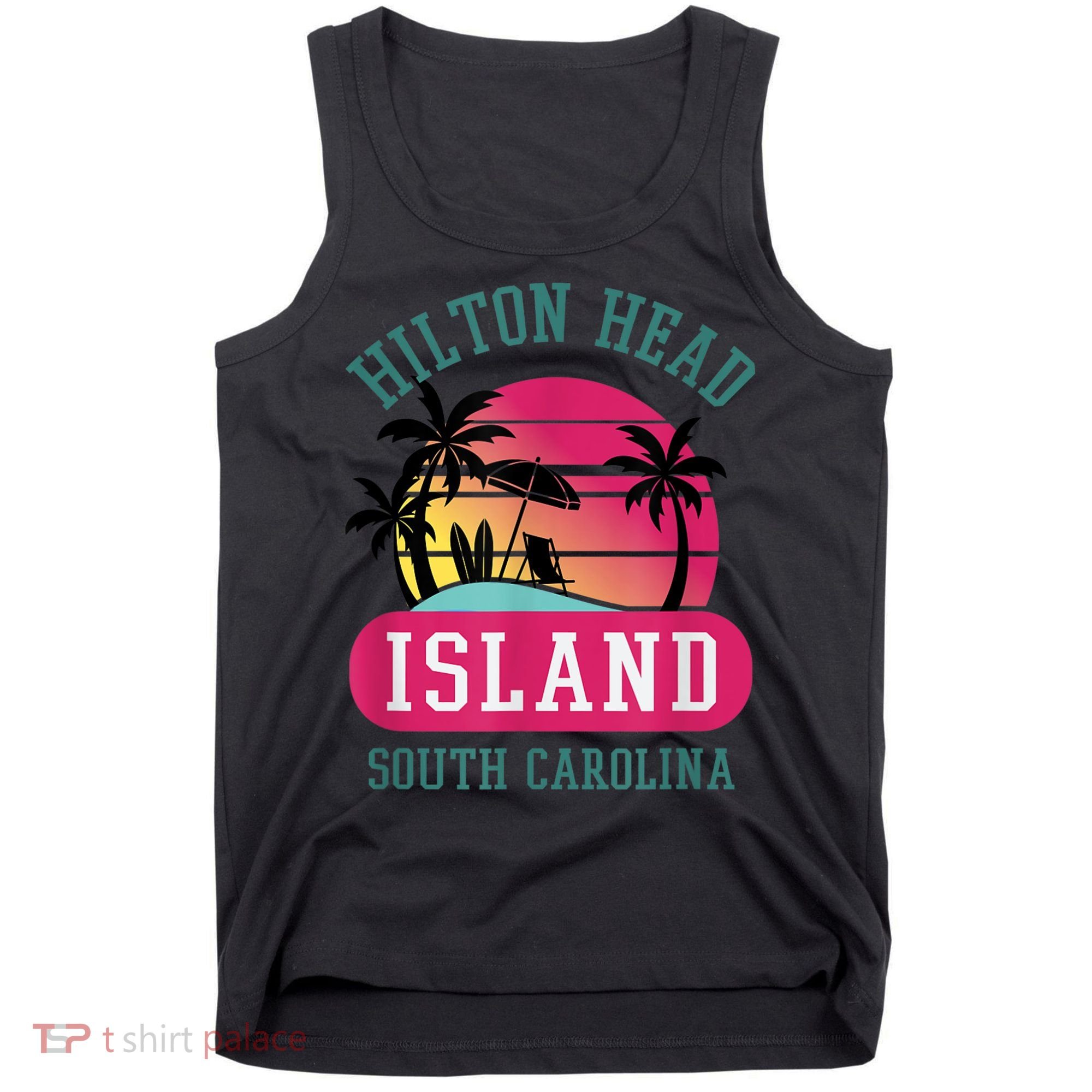 Retro Cool Hilton Head Island SC Beach Souvenir Novelty Art Tank Top