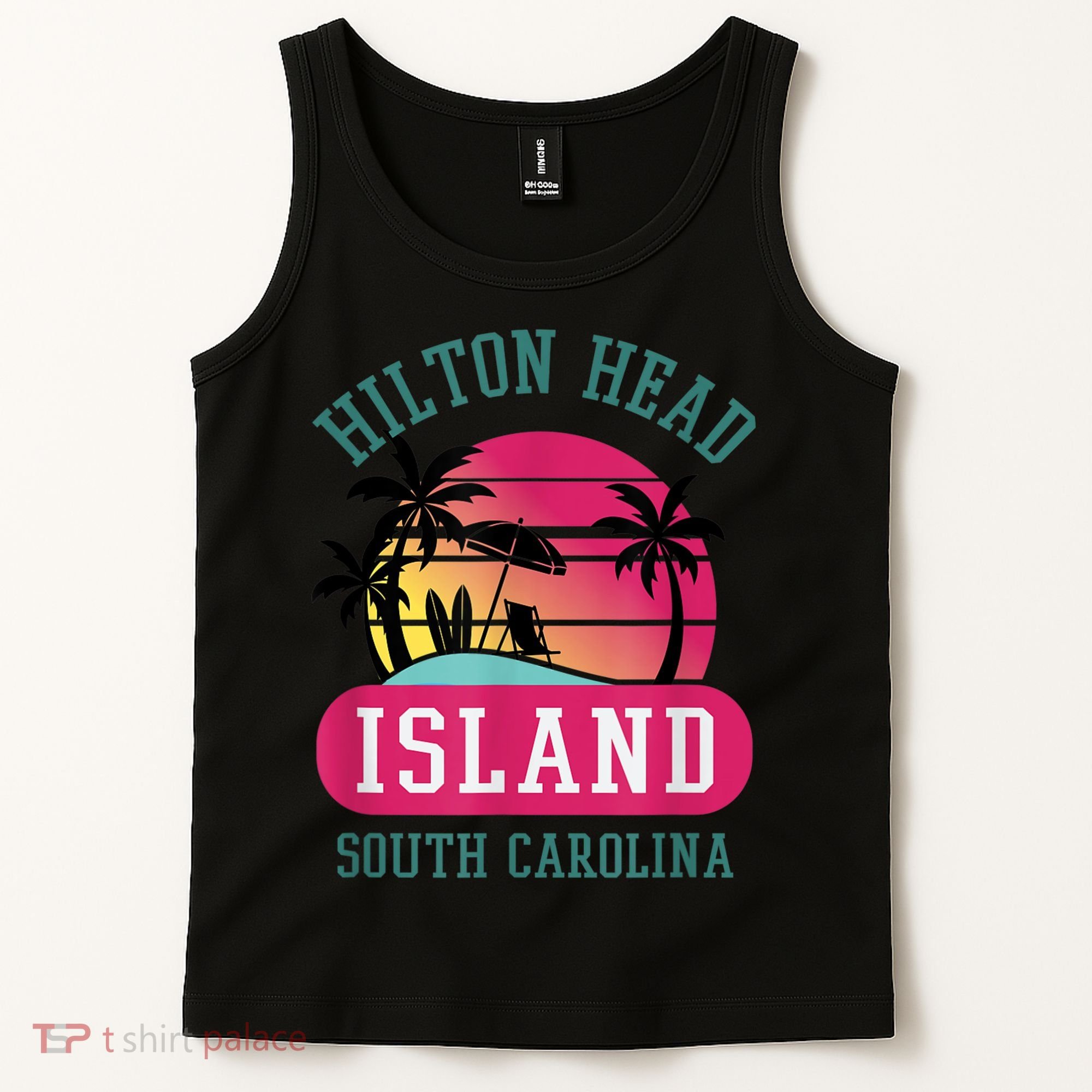 Retro Cool Hilton Head Island SC Beach Souvenir Novelty Art Tank Top