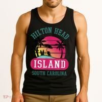 Retro Cool Hilton Head Island SC Beach Souvenir Novelty Art Tank Top thumb 3