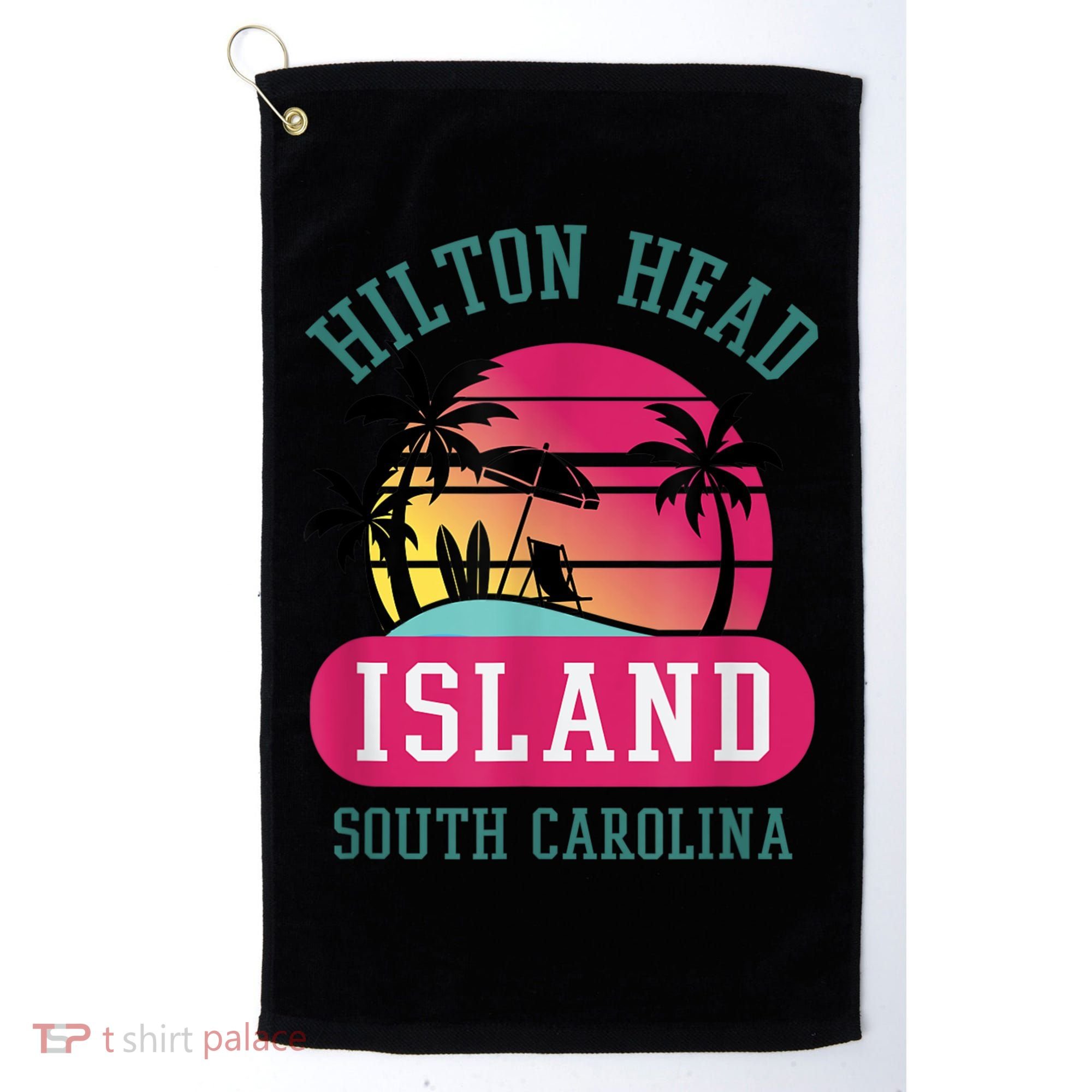 Retro Cool Hilton Head Island SC Beach Souvenir Novelty Art Golf Towel