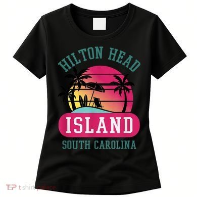 Retro Cool Hilton Head Island SC Beach Souvenir Novelty Art Women's T-Shirt