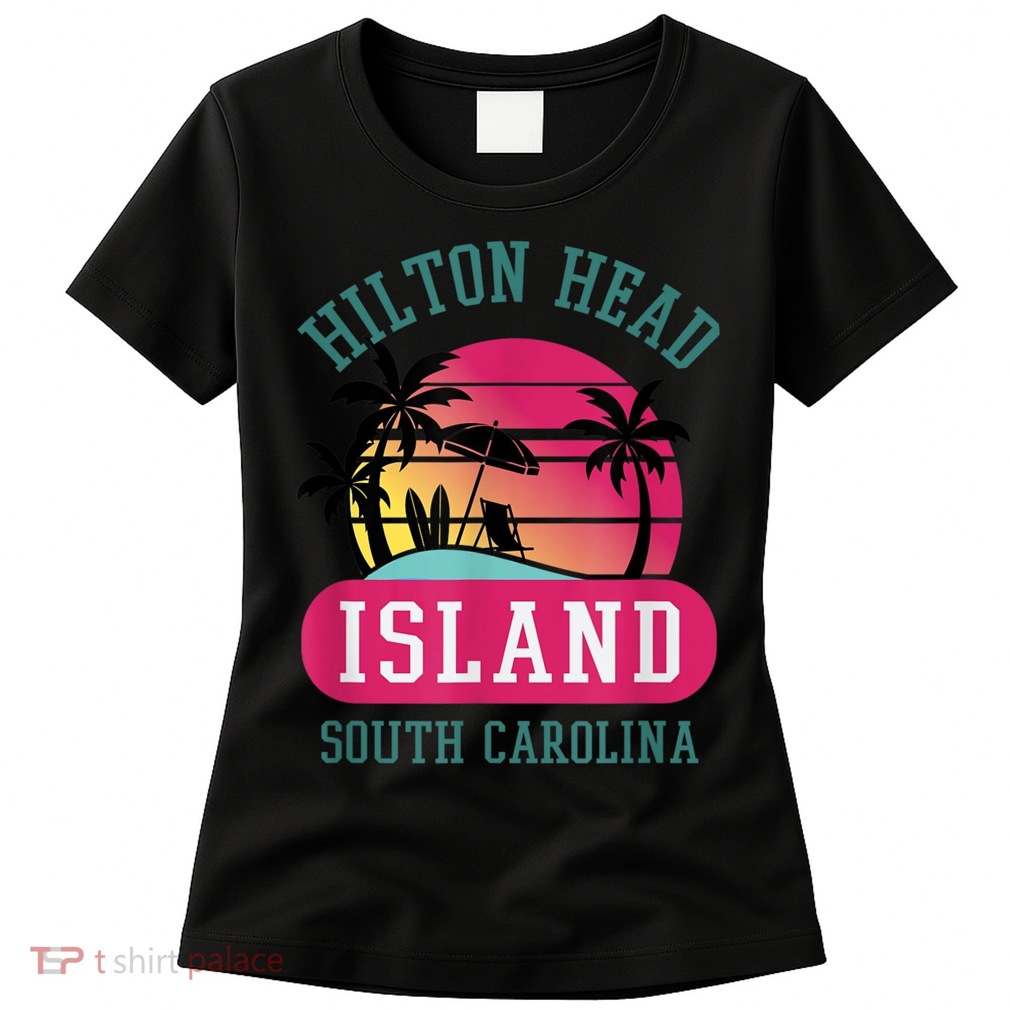 Retro Cool Hilton Head Island SC Beach Souvenir Novelty Art Women's T-Shirt