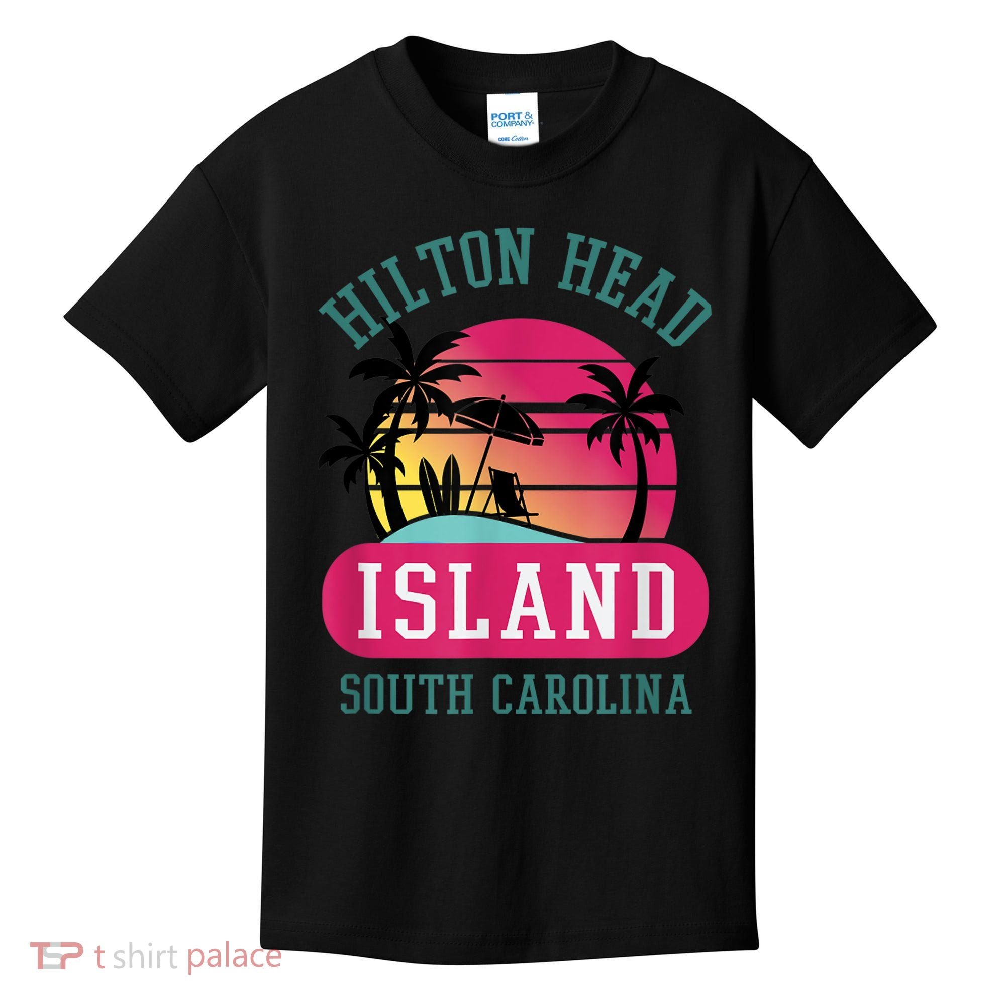 Retro Cool Hilton Head Island SC Beach Souvenir Novelty Art Kids T-Shirt
