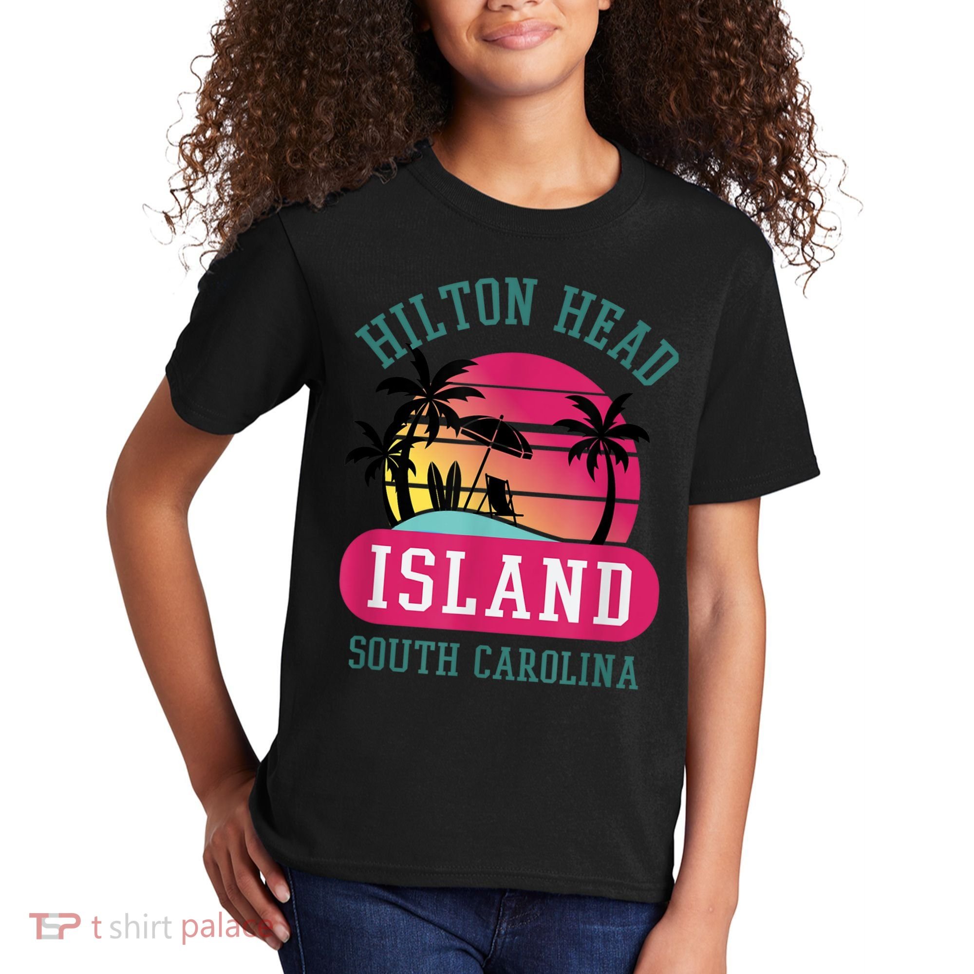 Retro Cool Hilton Head Island SC Beach Souvenir Novelty Art Kids T-Shirt