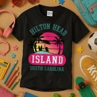 Retro Cool Hilton Head Island SC Beach Souvenir Novelty Art Kids T-Shirt thumb 3