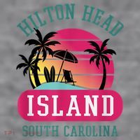 Retro Cool Hilton Head Island SC Beach Souvenir Novelty Art Women's Racerback Cropped Tank thumb 2