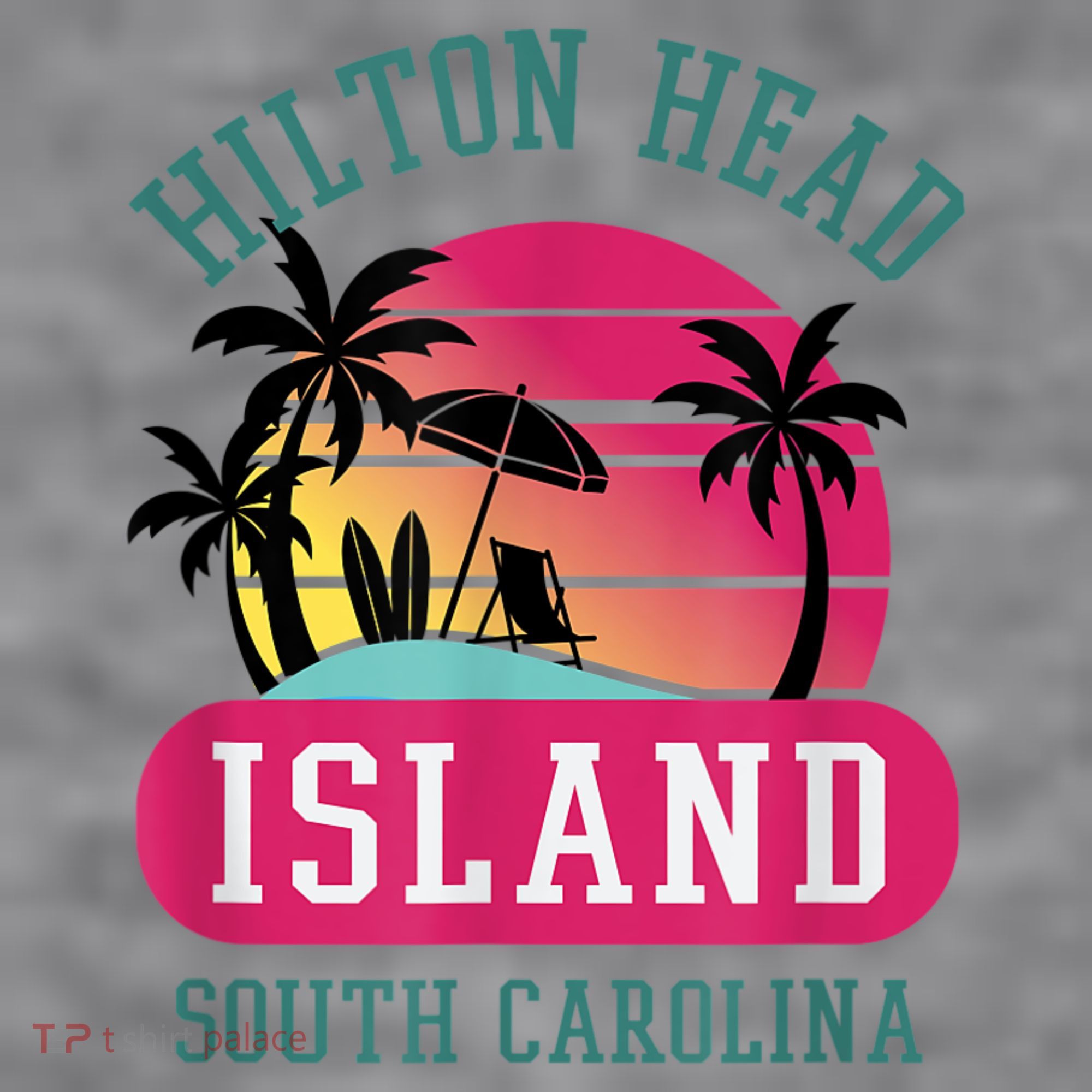 Retro Cool Hilton Head Island SC Beach Souvenir Novelty Art Women's Racerback Cropped Tank
