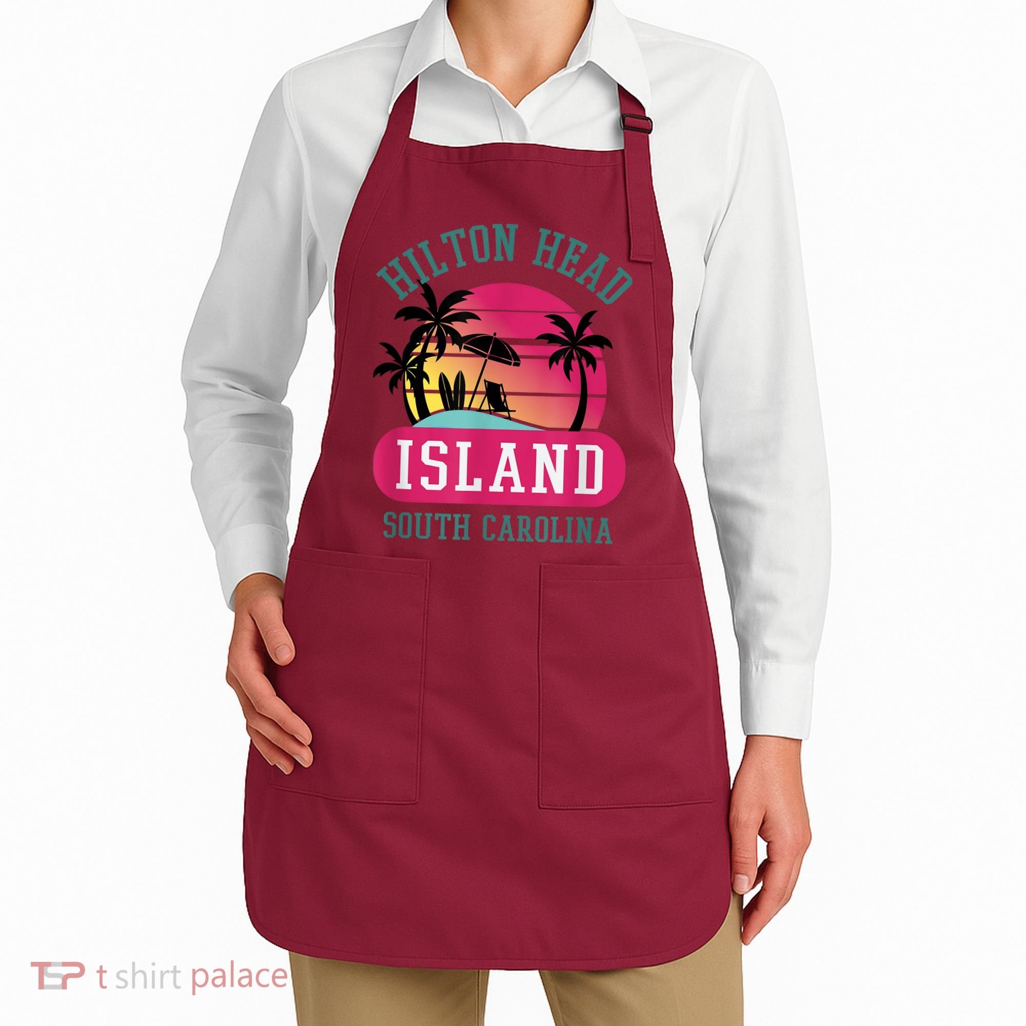 Retro Cool Hilton Head Island SC Beach Souvenir Novelty Art Apron