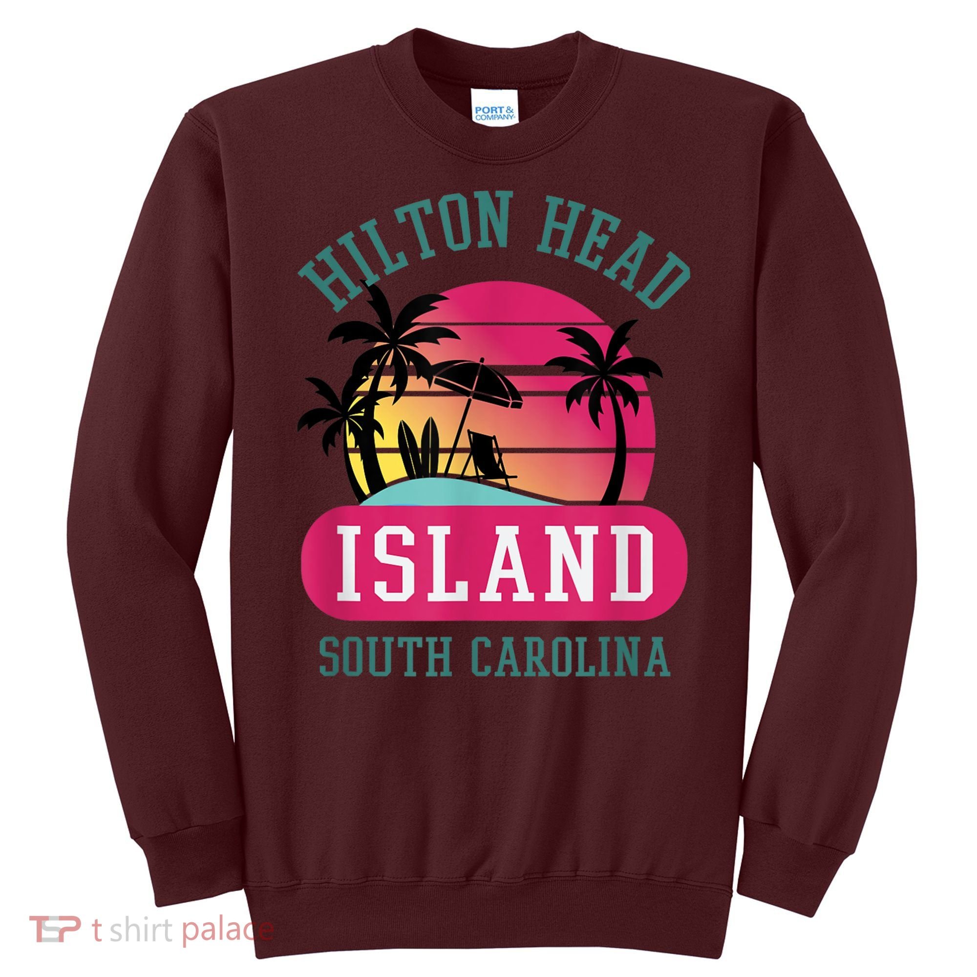 Retro Cool Hilton Head Island SC Beach Souvenir Novelty Art Sweatshirt