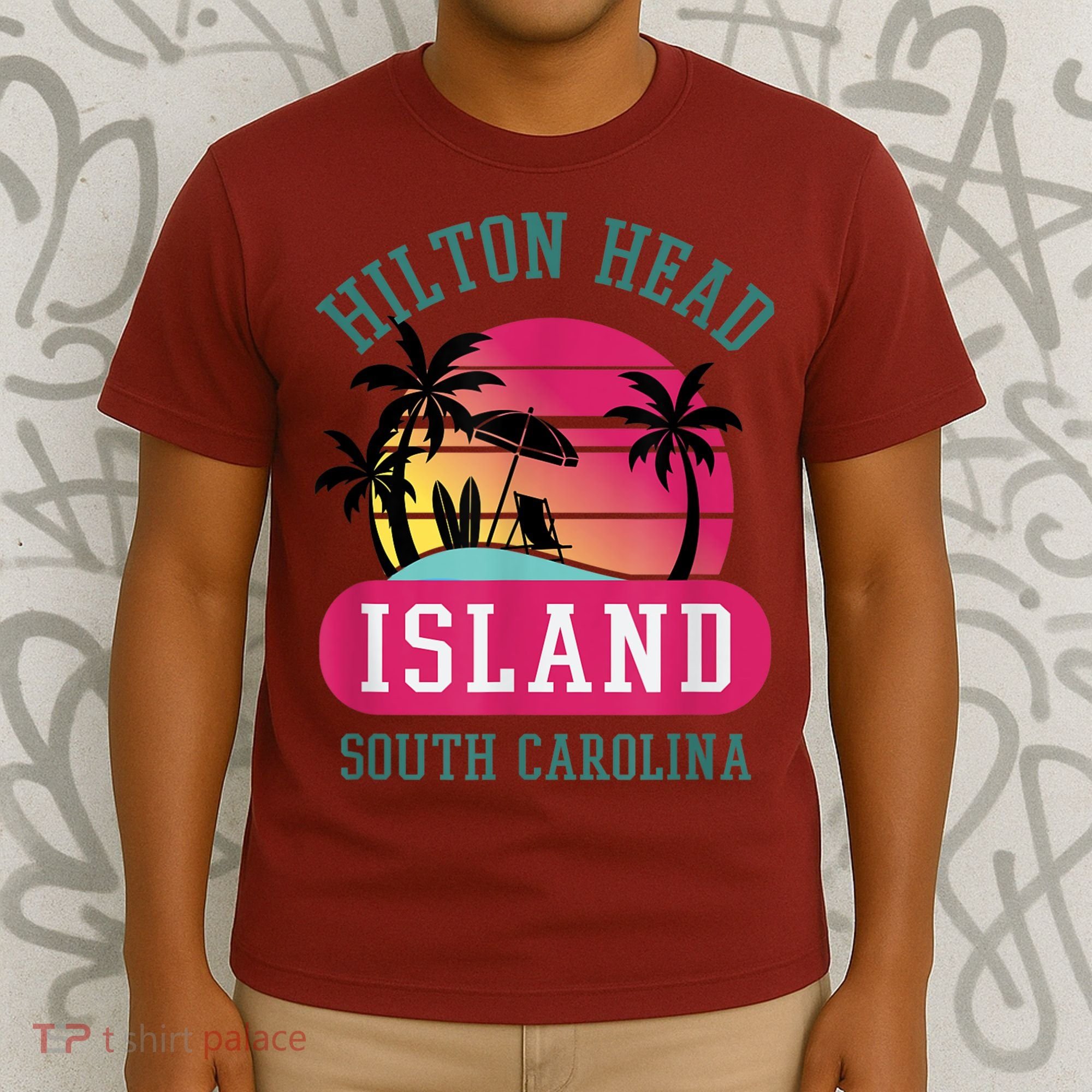 Retro Cool Hilton Head Island SC Beach Souvenir Novelty Art T-Shirt