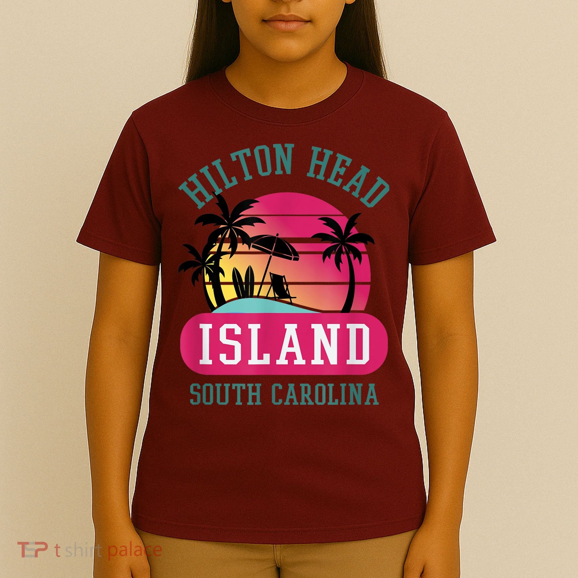 Retro Cool Hilton Head Island SC Beach Souvenir Novelty Art T-Shirt
