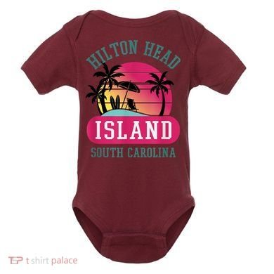 Retro Cool Hilton Head Island SC Beach Souvenir Novelty Art Baby Bodysuit
