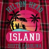 Retro Cool Hilton Head Island SC Beach Souvenir Novelty Art Women's Flannel Plaid Pajama Pants thumb 2