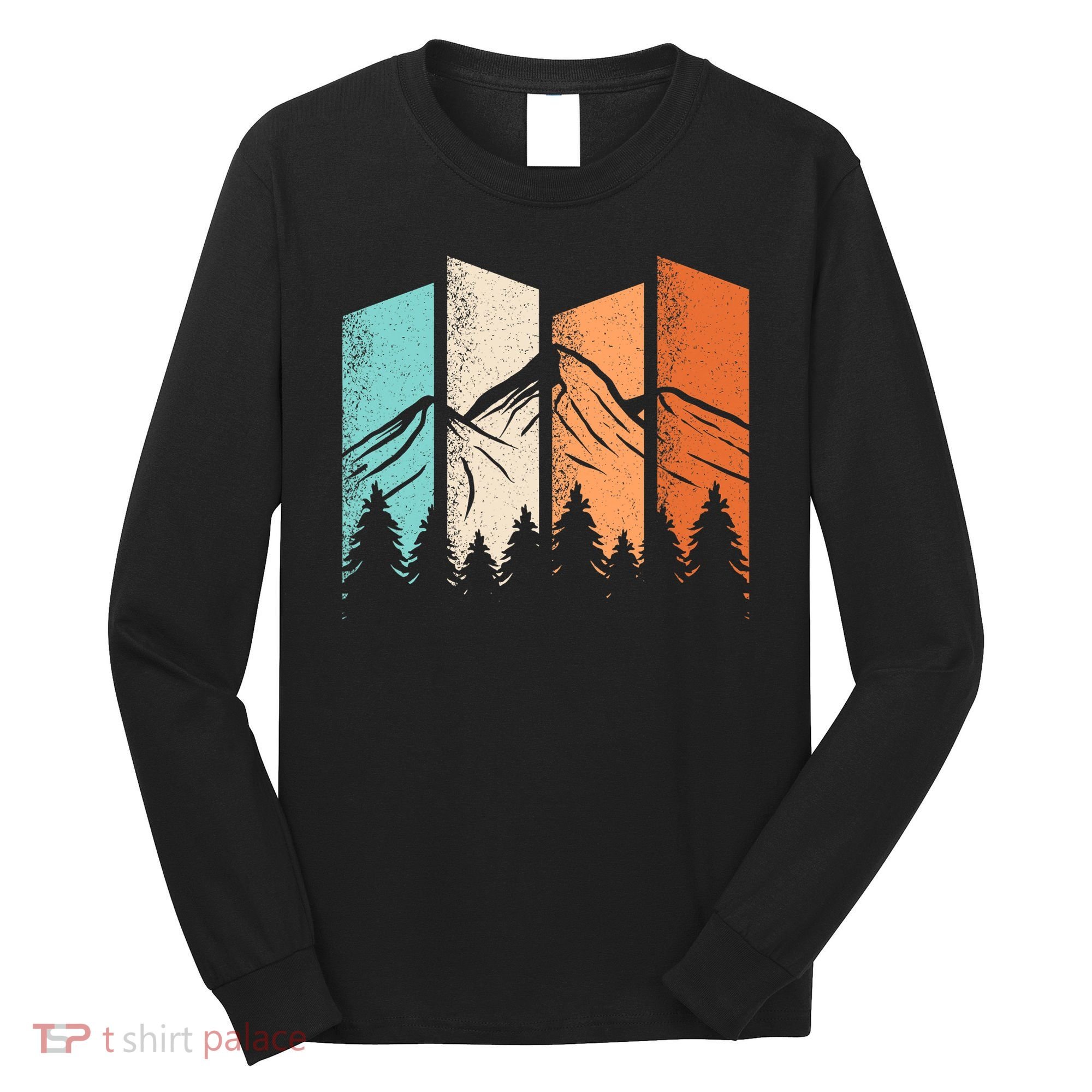 Retro Camping Hiking Nature Landscape Outdoor Long Sleeve Shirt