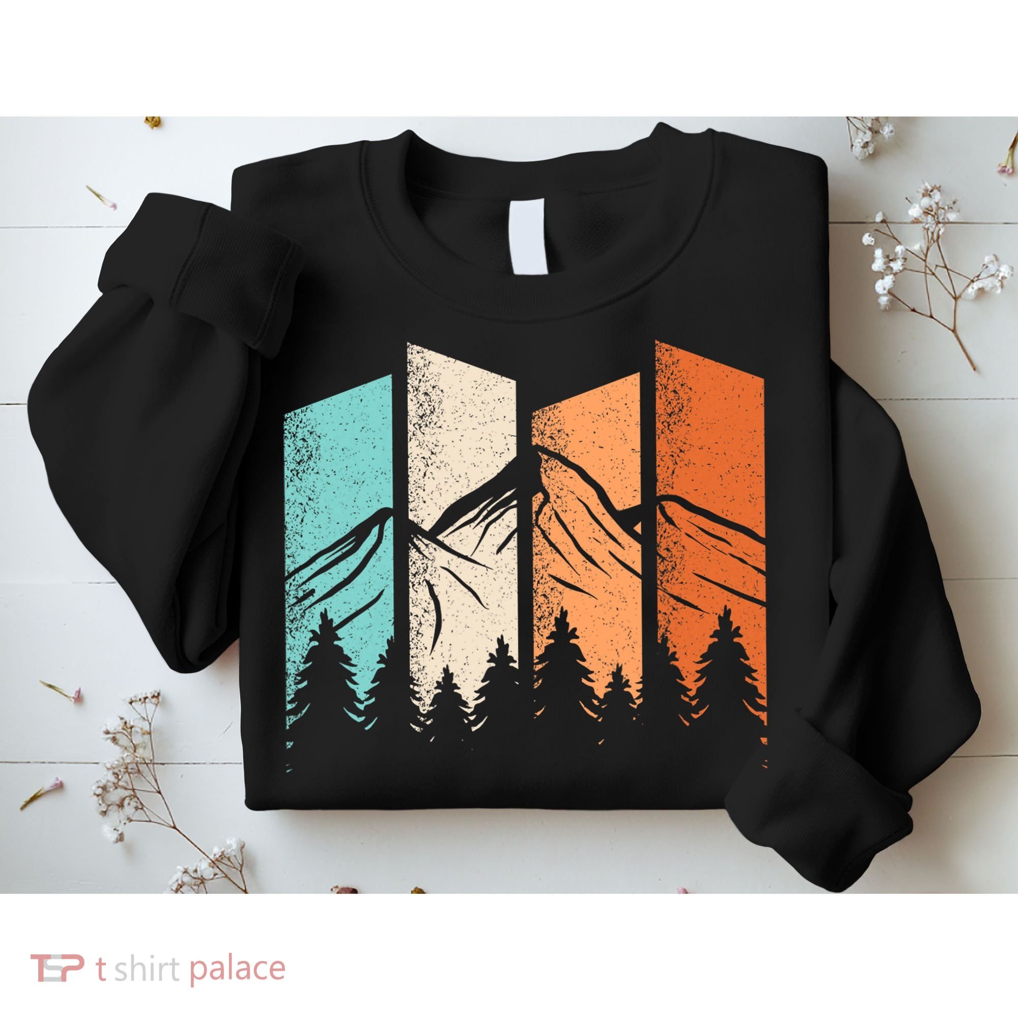 Retro Camping Hiking Nature Landscape Outdoor Sweatshirt