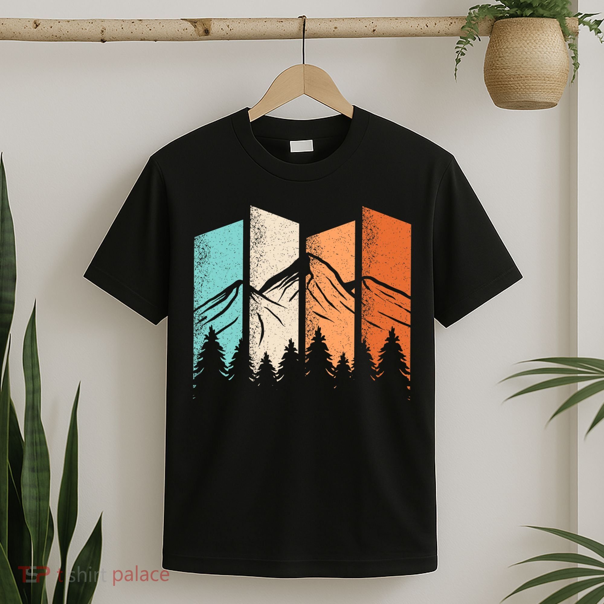 Retro Camping Hiking Nature Landscape Outdoor T-Shirt