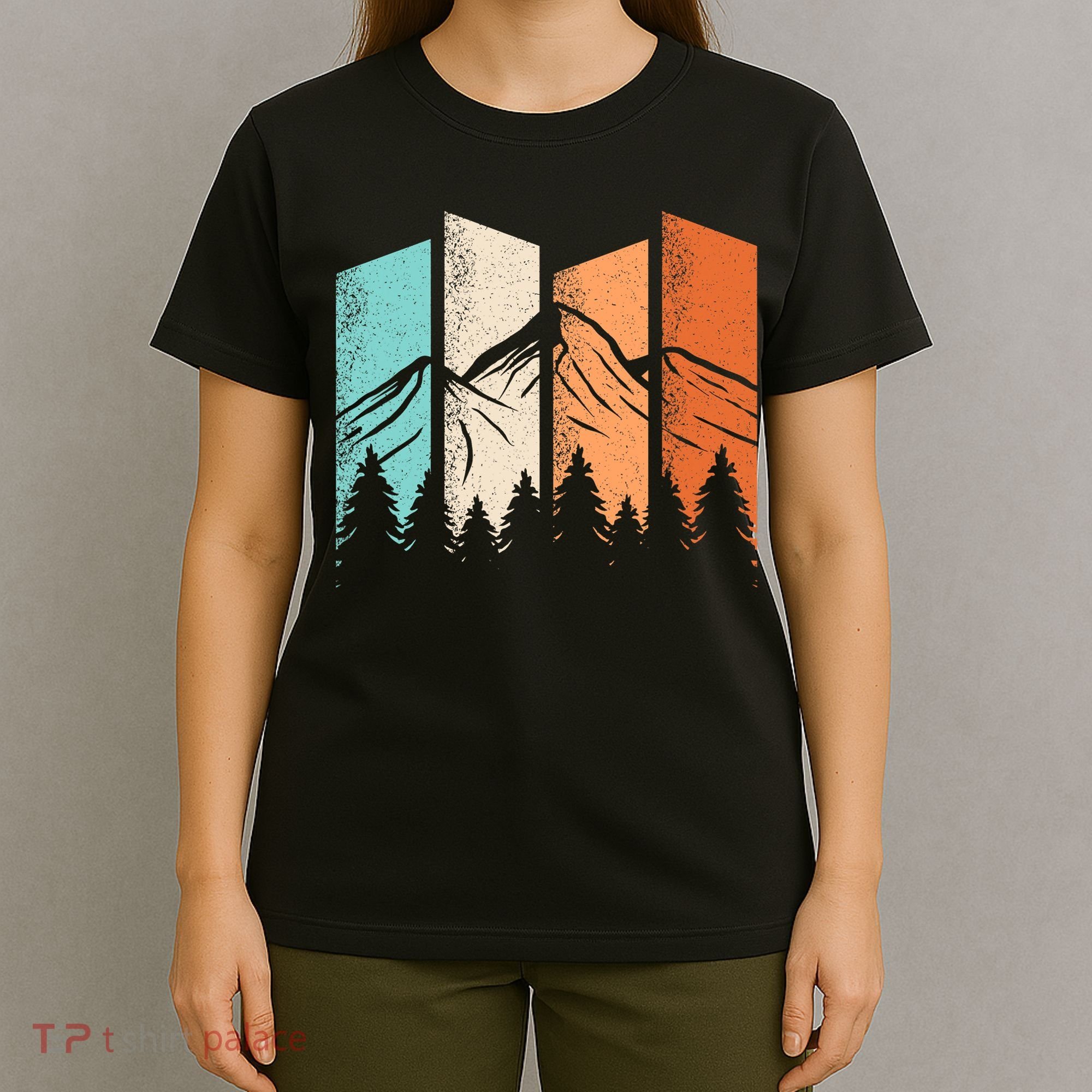 Retro Camping Hiking Nature Landscape Outdoor T-Shirt