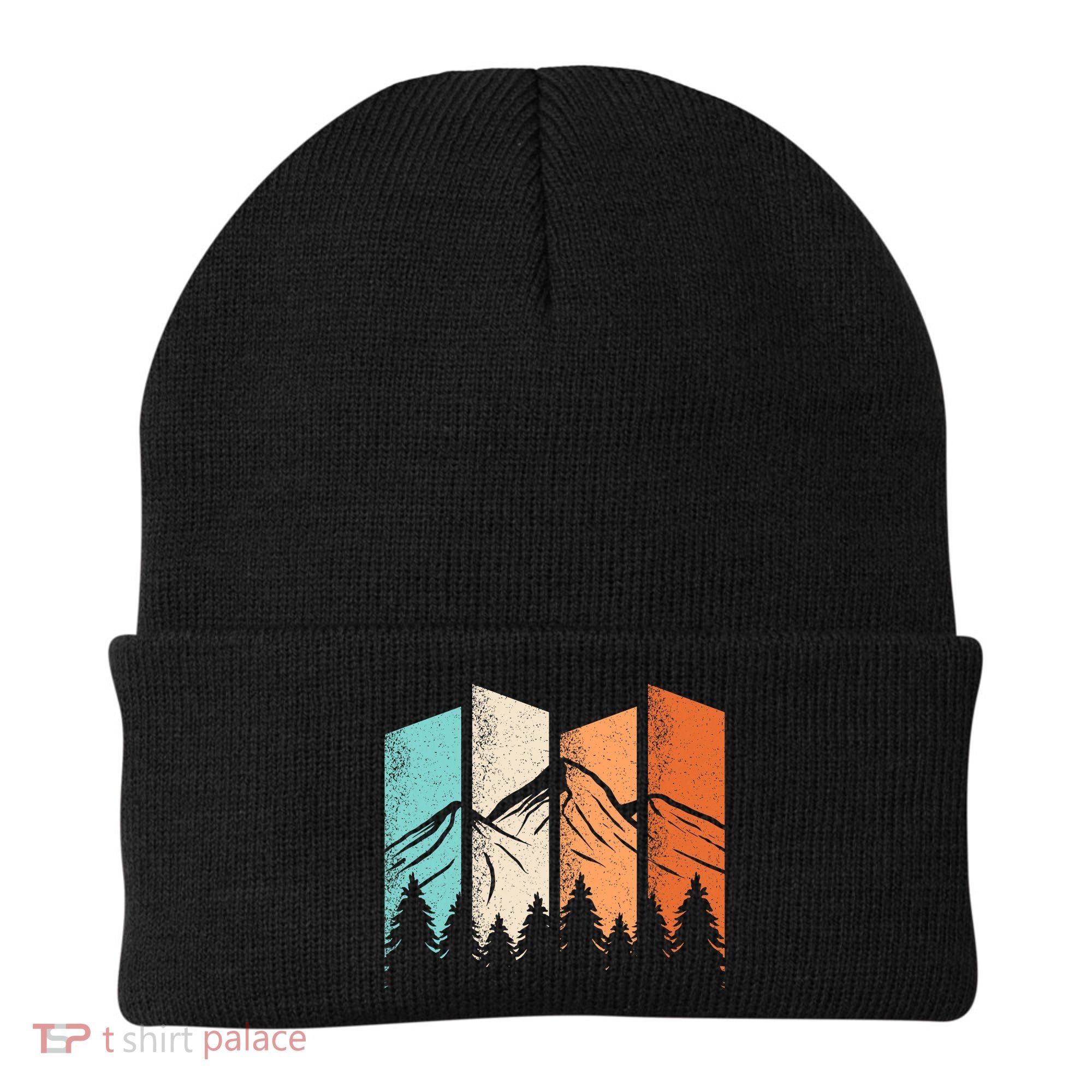 Retro Camping Hiking Nature Landscape Outdoor Beanie